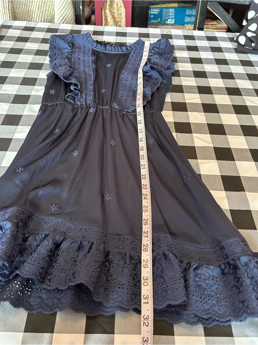 Sunday Best Navy Eyelet Ruffle Mini Dress - Picture 5 of 11
